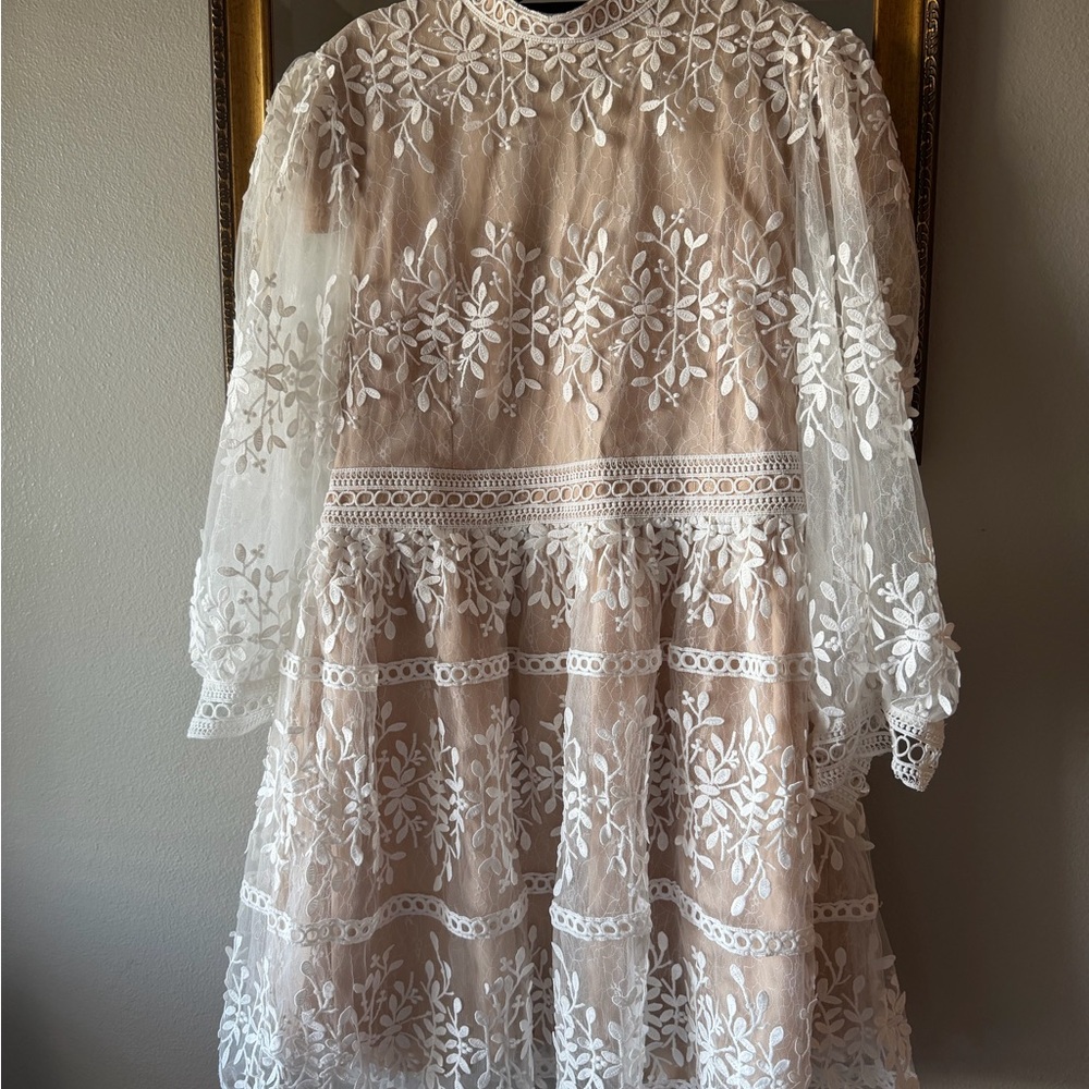 Ivy City Co White with Champagne lining Dress